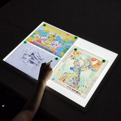TOHETO A4 Light Board for Diamond Painting, Super Bright Magnetic Light Pad with Side Buttons, Lightbox for Tracing and Drawing, Corded Light Table for Sketching, Animation, Weeding Vinyl (Black)