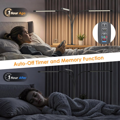 ShineTech LED Desk Lamp with Clamp, 3-Head Ultra-Wide Lighting, 4 Color Modes, Adjustable Gooseneck Task Lamp, Eye-Safe Dimming, Memory & Auto-Off Timer, Desk Light for Home Office, Study, Reading