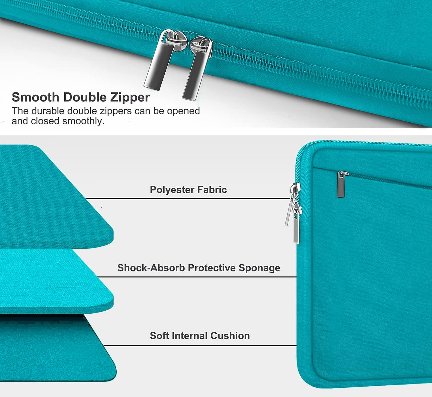 Laptop Sleeve 15.6 inch, Durable Computer Carrying Bag Protective Case Briefcase Handbag with Front Pocket, Slim Laptop Cover for 15-16 Inch HP, Dell, Lenovo, Asus, Notebook, Black
