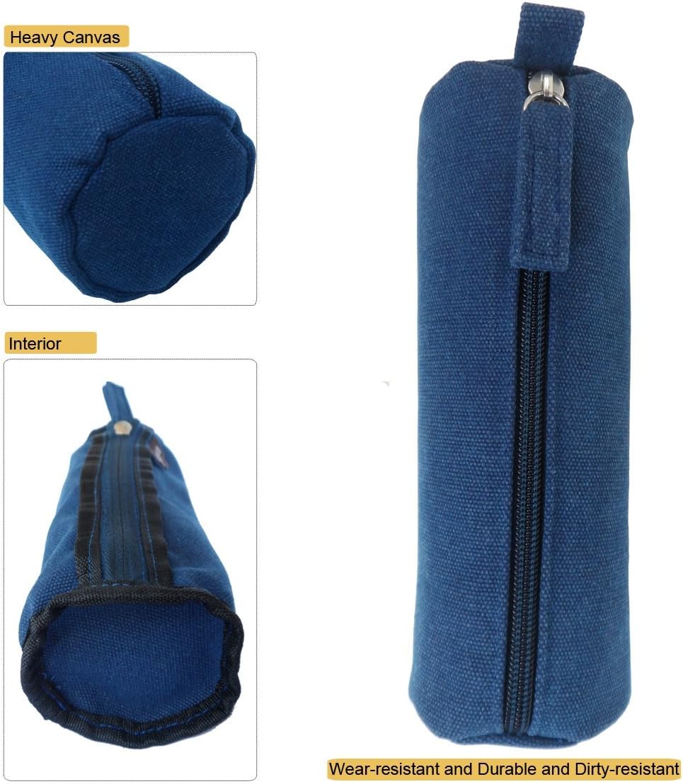 Heavy Canvas Stationery Portable Compact Simple Zipper Pencil Case and Durable Small Medicine Bag 1 Pack Khaki