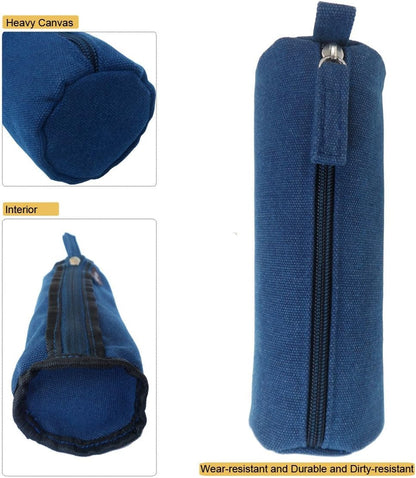 Heavy Canvas Stationery Portable Compact Simple Zipper Pencil Case and Durable Small Medicine Bag 1 Pack Khaki