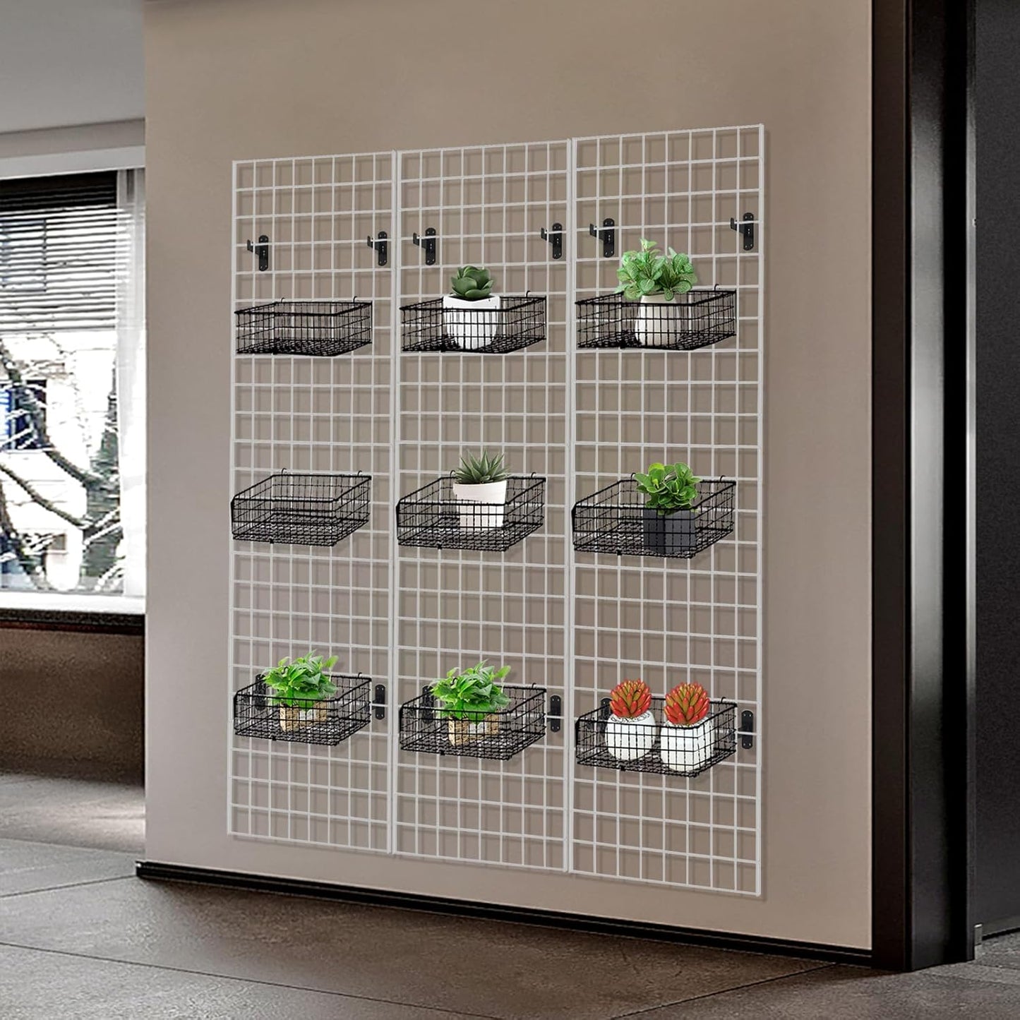 Grid Wall Commercial Grade Gridwall Panels – Heavy Duty Grid Panel for Any Retail Display Wall Grid 2' Width x 6' Height, White (Pack of 3)