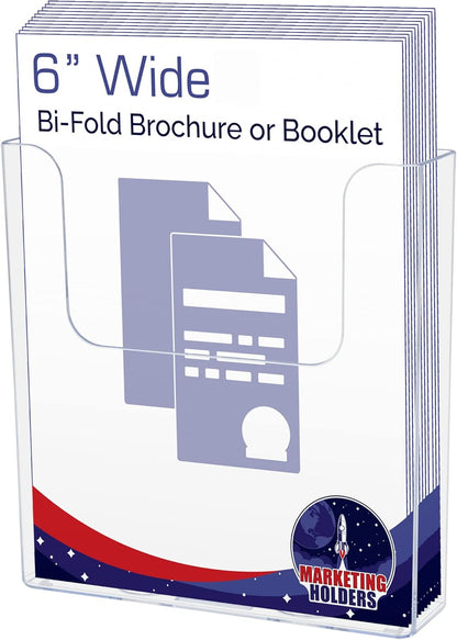 Marketing Holders 6 Pack Suction Cup Brochure Holder Holds 6 Inch Wide Literature Window or Glass Wall Mount Display Indoor Graphic Images Amenity Flyers or Reference Sheet Racks