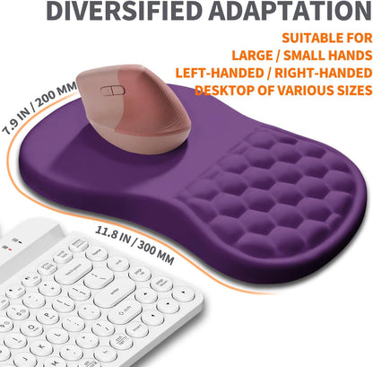 Ergonomic Joint Wrist Support Mouse Pad with Memory Foam Cushion Massage Bump, Carpal Tunnel Pain Relief Mousepad Slope Design for Wrist Rest, 11.8x7.9 in, Black