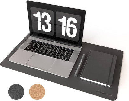 RENMTURE Dual-Sided Mouse Pad, Natural Cork & PU Leather Large Desk Pad for Office and Home Work, Desk Protector Non-Slip, Waterproof, Easy Clean (Olive Green, 32"x16")