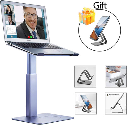 Laptop Stand for Desk, Ergonomic Sitting and Standing Laptop Riser for Notebook MacBook 11-17 Inches，DJ Laptop Stand Adjustable Height from 7-15 Inches Aluminum(Black)