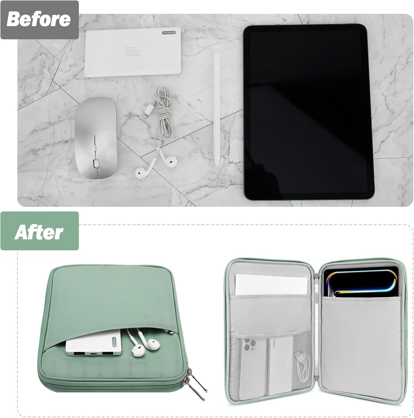 MoKo 9-11 Inch Tablet Sleeve Case, Fits New 11inch iPad Air M4/Pro M5, iPad A16 11", i-Pad 10/9/8/7th/Air 5/4th 10.9"/10.2", Tab S9/S8 11", Protective Bag Carrying Case with Pocket, Dark Gray