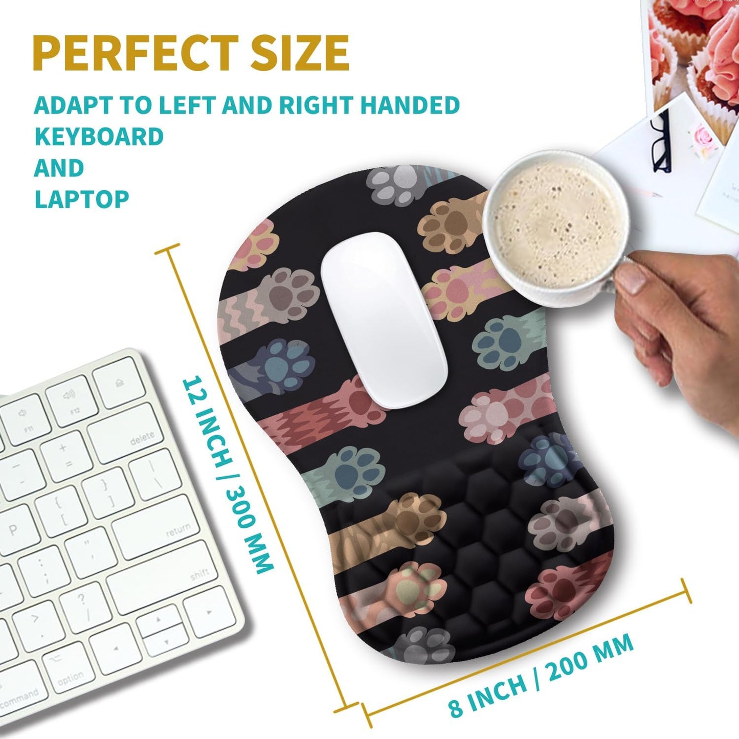 Hokafenle Ergonomic Mouse Pad Wrist Support, Wrist Rest Mousepad for Carpal Tunnel Pain Relief with Integrated Memory Foam Slope Massage Bulge (11.8x7.9 inch,Topographic Contour)