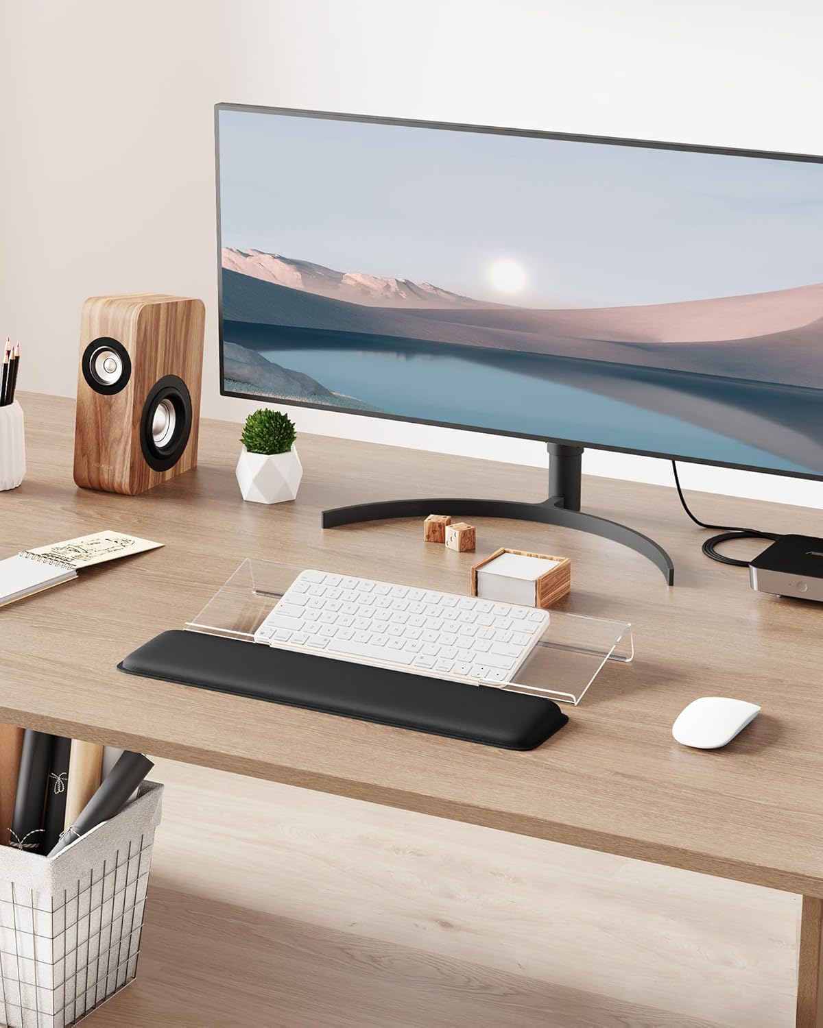 Laborio Computer Keyboard Stand for Desktop, Keyboard Riser Wrist Rest Holder for Easy Typing, Office Desk, Home, School Accessories(Coffee)