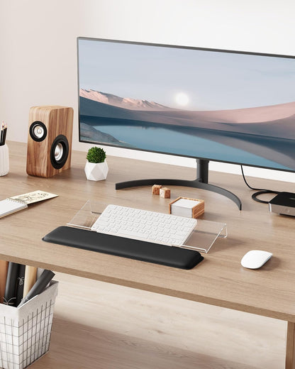 Laborio Computer Keyboard Stand for Desktop, Keyboard Riser Wrist Rest Holder for Easy Typing, Office Desk, Home, School Accessories(Coffee)