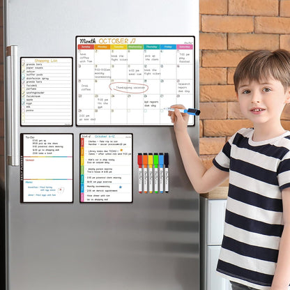 Magnetic Dry Erase Chore Chart - 14.5"x11" Chore Chart for Kids, Teens and Adults - 6.5"x8.5" List Board for Fridge - 6 Extra Fine Point Markers Included - Shipped Flat