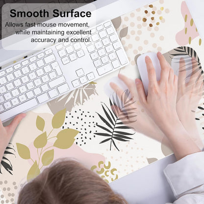 QIYI Large Mouse Pad, Cute Pink Desk Mat for Desktop, Women Girls PU Leather Desk Pad Waterproof Gaming Mousepad, Rose Gold Marble Computer Protector Writing Pad for School Office Home 31.5" x 15.7"