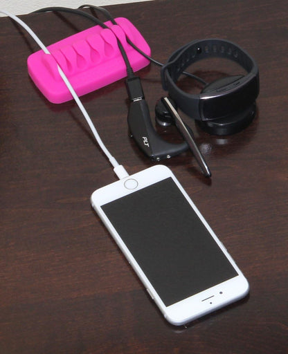 Desktop Cable Organizer, Weighted, Eco-Friendly Silicone, No Bad Smell, Bundled with 4 Reusable Cable Ties (Black)