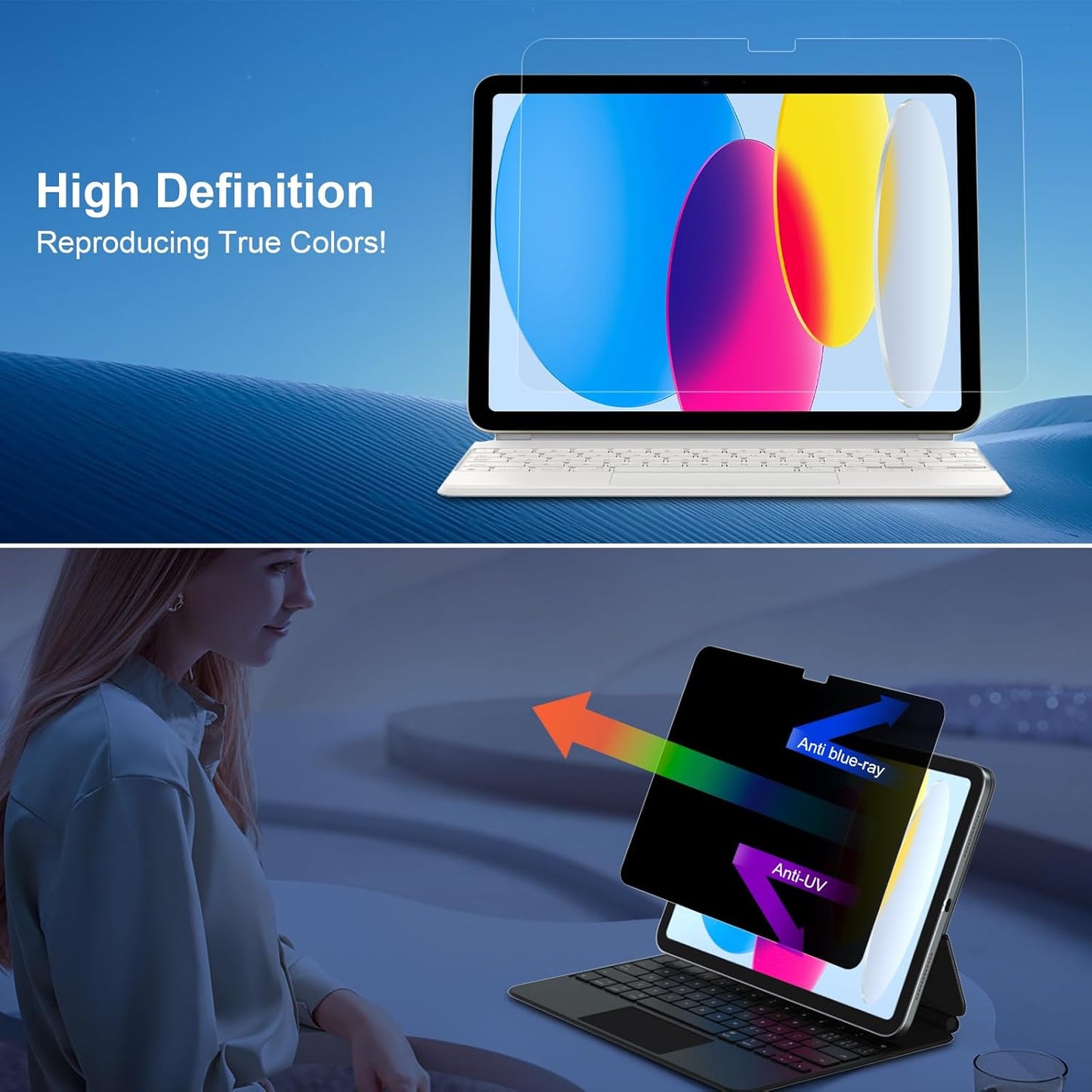 [2-Pack] Privacy Screen For Computer Monitor, 27-Inch 16:9 Aspect Ratio; Anti Spy/Bule Light/Glare And Eye Protection, 2 Install Ways Removable For Office, Airport, Cafe And Other Public Area; Diagonal 27 Inches, Width 23.53 Inches, Height 13.24 Inches