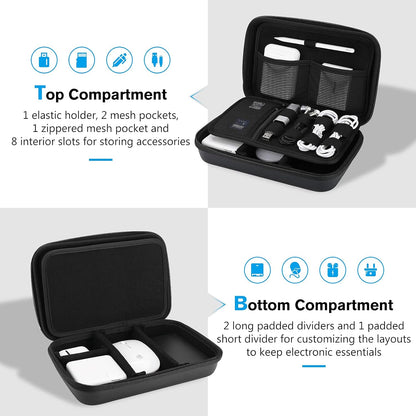 ProCase Hard Travel Electronic Organizer Case for MacBook Power Adapter Chargers Cables Power Bank Apple Magic Mouse Apple Pencil USB Flash Disk SD Card Small Portable Accessories Bag