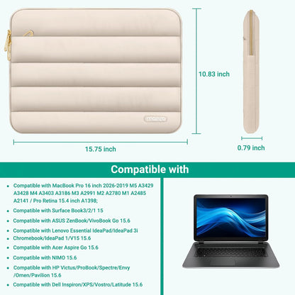 MOSISO Laptop Case 13.3 inch,13-13.3 inch Puffy Laptop Sleeve Compatible with MacBook Neo/Air 13.6 M5 M4 M3 M2 M1/Pro 13/14,HP Dell ASUS Lenovo,Polyester Horizontal Bag with Small Case, Sand