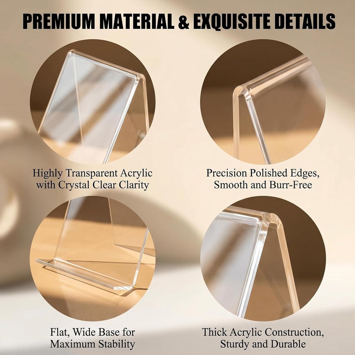 3Pcs Transparent Acrylic Book Stand Clear Book Display Stand Easel Tablet Holder Desktop Decorative Storage Shelf for Notebooks Picture Albums Artworks (100x115x130 MM)