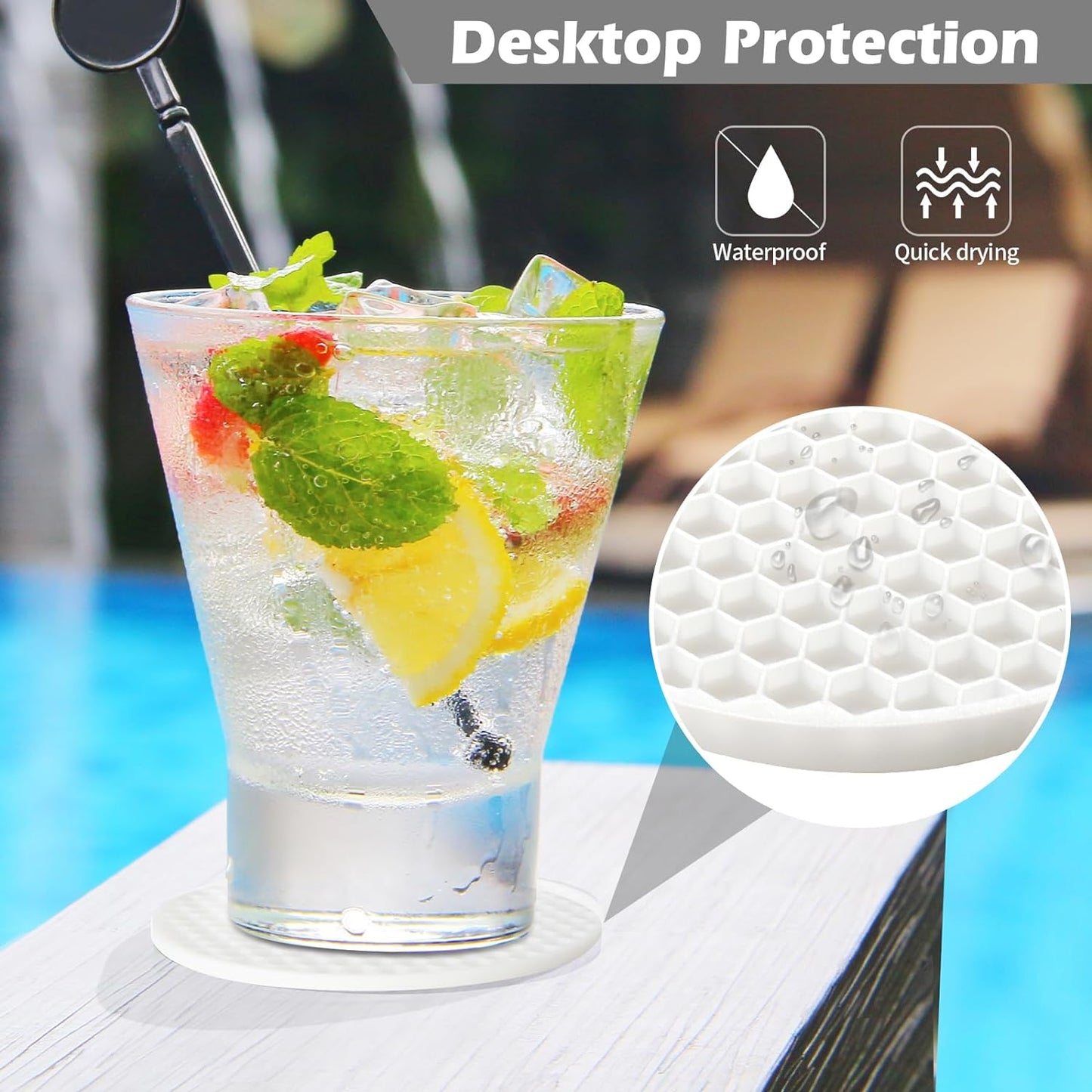 TWTLi Silicone Coasters Set of 8 with Holder,Coasters for Drinks,Beer,Coffee Coasters,Suitable for Kinds Cups,Hot or Cold,Anti-SLI,Non-Stick,Anti-Overflow Tabletop Protection and Decor (8 Pcs, Black)