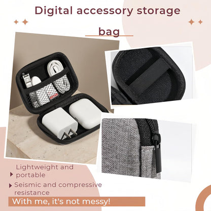 Chinshwehaw Electronic Accessories Organizer Bag: EVA Hard Shell Shockproof, Hard Shell Tech Organizer Case - Water Resistant Travel Storage for Cables Charger Earphones USB SD Card (Rectangle)