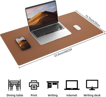 AFIING Large Desk Mat 47" x 17", Dual-Sided Natural Cork & PU Leather Desk Pad, Non-Slip Waterproof Mouse Pad for Office, Home & Gaming, Black