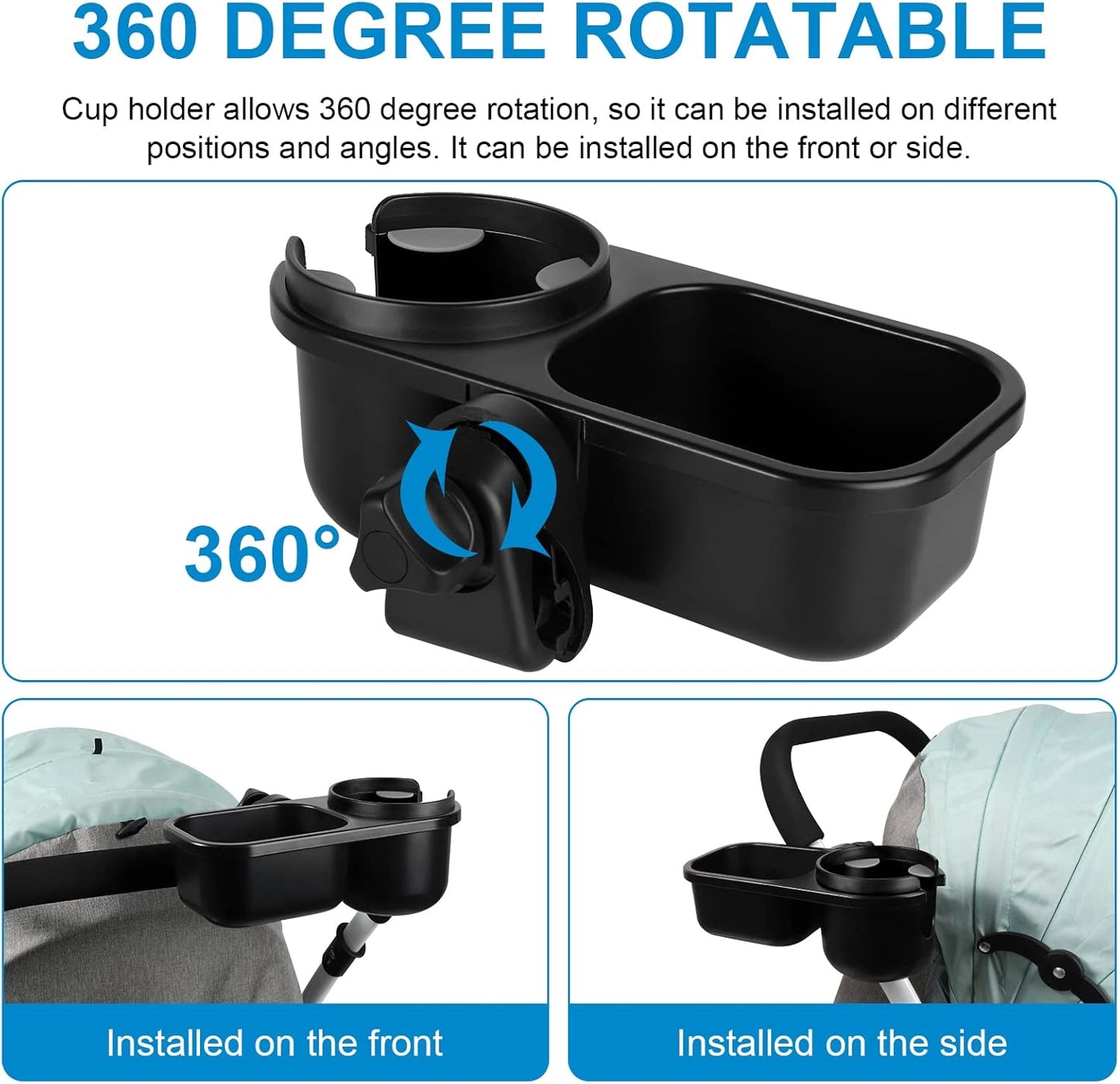 Accmor Stroller Cup Holder, Universal Cup Holder for Uppababy Nuna Doona Strollers, Bottle Drinks Holder for Wheelchair, Walker, Bike, Scooter