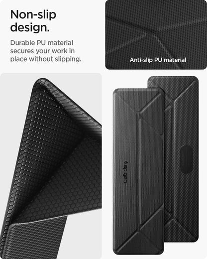 Spigen Slim Fold Portable Laptop Stand Keyboard Riser Foldable Ergonomic Angle Lift Anti-Slip Compatible with MacBook Neo, MacBook Air, MacBook Pro 11"-16" and iPad/Air/Pro and More - Black (LD201-S4)