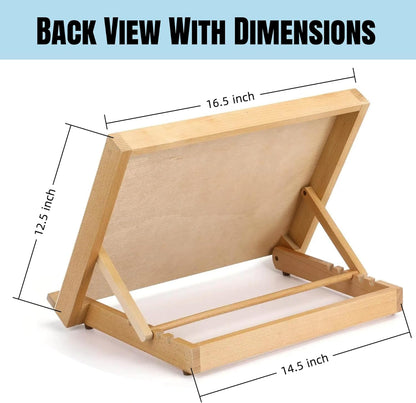 Adjustable Beech Wood Tabletop Easels for Painting and Drawing Supplies - Portable Drafting Table & Art Stand, 5-Position Desk Easel with Smooth Art Board for Studio Sketching (16.5" x 12.5")