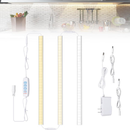 JUSJUBR 12-Inch Slim LED Under Cabinet Light with Memory Function, Warm White 3000K Dimmable USB Light Bar for Rooms