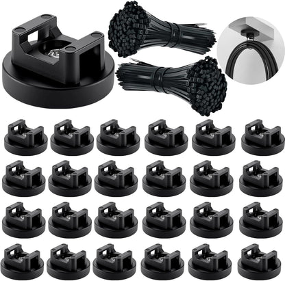 225 Pieces Magnetic Cable Ties Set, 25 Magnetic Zip Tie Mounts with 200 Cable Ties, Strong Wire Holder Cables Management, Multipurpose Electrical Cord Holders Organizer (22mm)