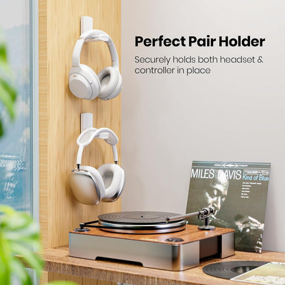 Sticky Headphone Stand Controller Holder - EURPMASK Upgraded Adhesive Gaming Headset Hook, Headphone Holder for Desk with Soft Rubber Pads, Universal PC Gaming Accessory Controller Headset Stand,Black