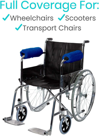 Vive Wheelchair Armrest Pads (2 PCS) - Memory Foam Sheepskin Cushion Accessories for Transport Electric Wheel Chair Arm Rests - for Adults, Seniors, Handicapped - Soft Support for Office Chair