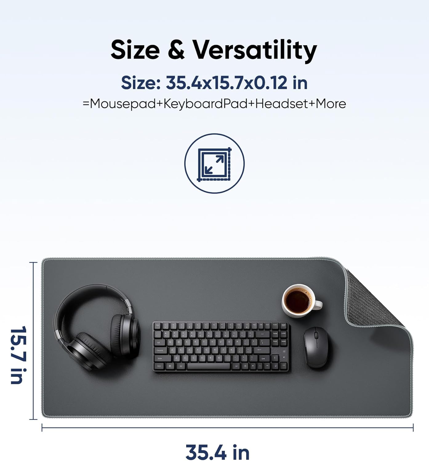 Reniteco Waterproof Large Gaming Mouse Pad with Durable Stitched Edges, Non-Slip Rubber Base, Grainy Jacquard Mouse Mat Desk Pad for Home Office Gaming, 31.5''x11.8''x0.12'', Matte Beige