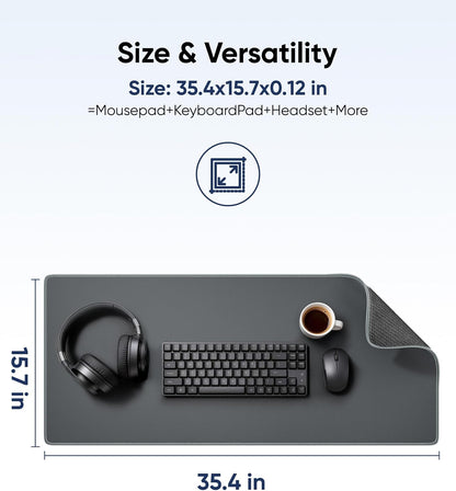 Reniteco Waterproof Large Gaming Mouse Pad with Durable Stitched Edges, Non-Slip Rubber Base, Grainy Jacquard Mouse Mat Desk Pad for Home Office Gaming, 31.5''x11.8''x0.12'', Matte Beige