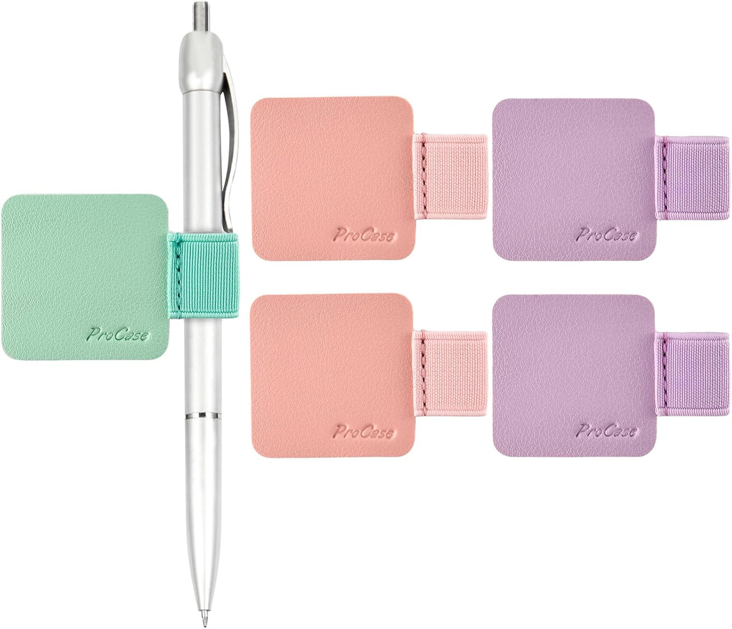 ProCase (5 Pack) Pen Loop Holder for Notebooks Journals Planners Tablet Case, Self Adhesive Leather Pencil Holder with Elastic Loop for Pens, Apple Pencil, Stylus Pen -Black