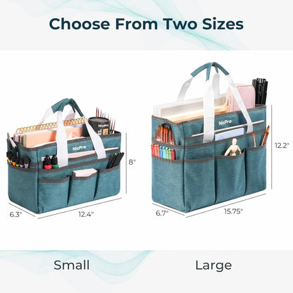 Nicpro Craft Organizer Art Bag, Tote Bag For Art Supply Storage, Portable Supply Organizers Caddy with Multiple Pockets, Craft Bag for Drawing, Scrapbooking, Journal, Sewing, School, Office Supplies