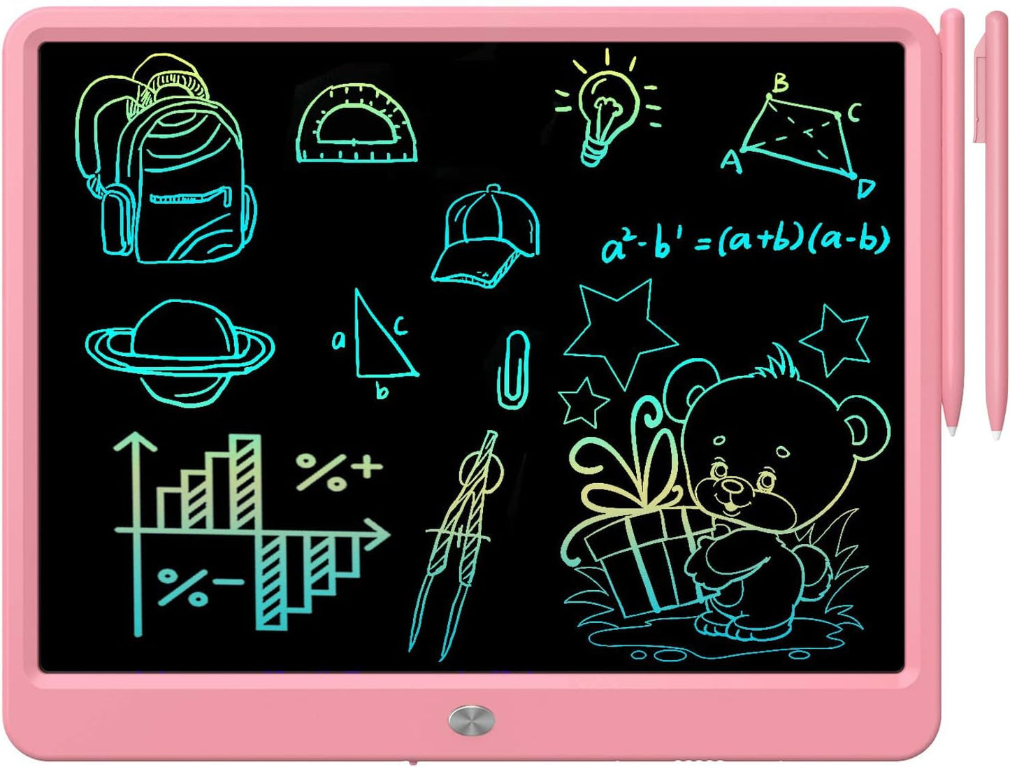 FLUESTON LCD Writing Tablet for Kids, 10 Inch Doodle Board, Colorful Drawing Pad for Toddler, Educational Travel Toy Gifts for 3-8 Year Old Girls Boys, Erase Lock Writing Board - Pink