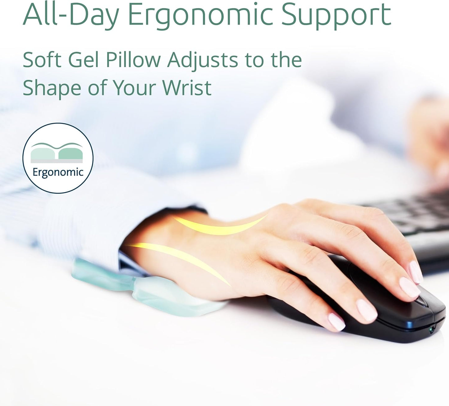 Kensington Mouse Wrist Rest Gel Support Cushion for Mice & Trackballs, Duo Gel Ergonomic Mouse Wrist Support for Pain Relief, Comfortable Non-Skid, Loop Green, 7.4" x 3.27" x 0.7" K62829WW