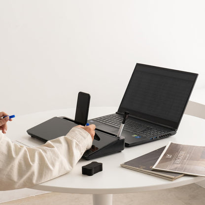 GAROOD Desktop Whiteboard with Storage Desk White Board Desk Board Glass White Board with Stand Home Office Organizer Phone Holder 15.8X7X2 inches
