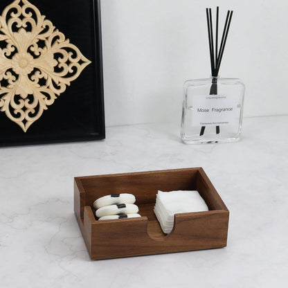 MultiBey Walnut Wood Sticky Notes Holder for Desk, 4x6 Inch Self -Sticky Note Memo Holder, Wooden Sticky Note Dispenser Office Desk Organizer for Dorm Room Office Home School (S)