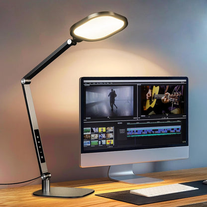 LitONES LED Desk Lamp for Home Office, 15W Desk Light with CRI >95, Memory & Timer Function, 1200LM Dimmable Computer Light for Video Calls, Conference, Reading, Study (White)