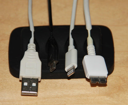Desktop Cable Organizer, Weighted, Eco-Friendly Silicone, No Bad Smell, Bundled with 4 Reusable Cable Ties (Black)