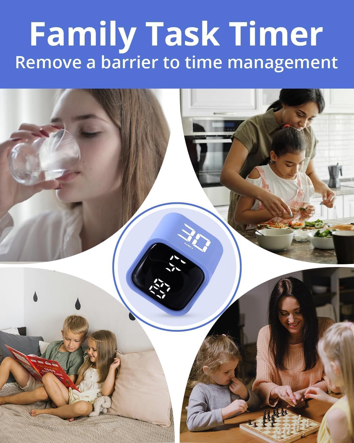 Productivity Timer Flip Gravity Sensor Cube Timer Countdown & Countup,Mute & Vibrate & Sound，5/10/30/60min & Custom Timing, Perfect for ADHD,Work,Learning,Kitchen Cooking (1Black)
