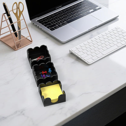 YAGELI Magnetic 3-in-1 Acrylic Sticky Note Holder Dispenser | Modern Desktop Organizer for 3x3 Post It Notes & Memo Pads with Non-Slip Base | for Productive Workspace at Office, Home or School | Clear