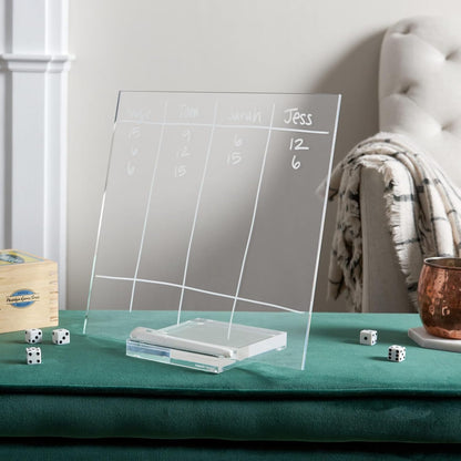 russell+hazel Acrylic Dry Erase Board and Marker, Memo Tablet for Desktop with Stand, Clear Acrylic, 12” x 6” x 11.5” (31384)