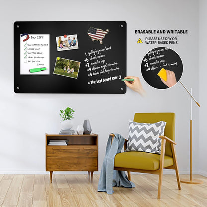 2Pack Magnetic Board,17.1" x 11.8" Magnet Display,for Magnets and Bulletin Board,Suitable for Wall, Refrigerator, Compartment, Cabinet etc,Comes with Dual Lock Tape for Easy Hanging (Silver)