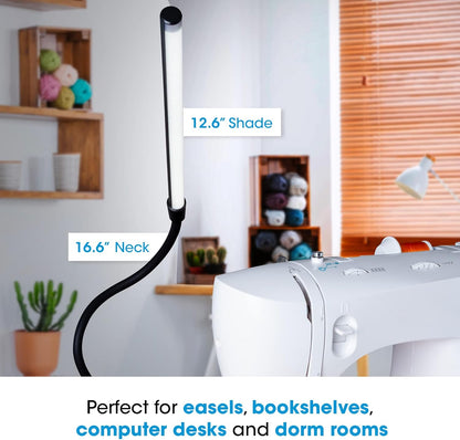 OttLite Clip-On LED Easel Lamp with ClearSun LED Technology - Sturdy Clip Light with On/Off Switch Cord - Adjustable & Flexible Neck for Precise Lighting, Piano, Computer Desks, Shelves & Tables