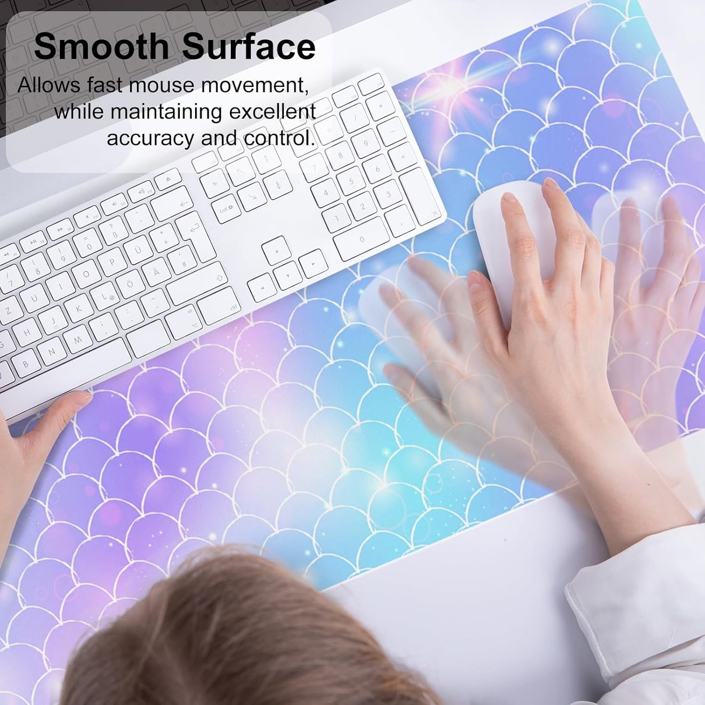 QIYI Large Mouse Pad, Cute Pink Desk Mat for Desktop, Women Girls PU Leather Desk Pad Waterproof Gaming Mousepad, Rose Gold Marble Computer Protector Writing Pad for School Office Home 31.5" x 15.7"