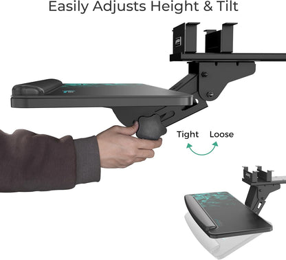 EUREKA ERGONOMIC Height Adjustable Mouse & Keyboard Tray Under Desk, 28x10'' Large Slide Out Swivel Tilt Computer Keyboard Drawer with Pad for Gaming Home Office, Dual Mount