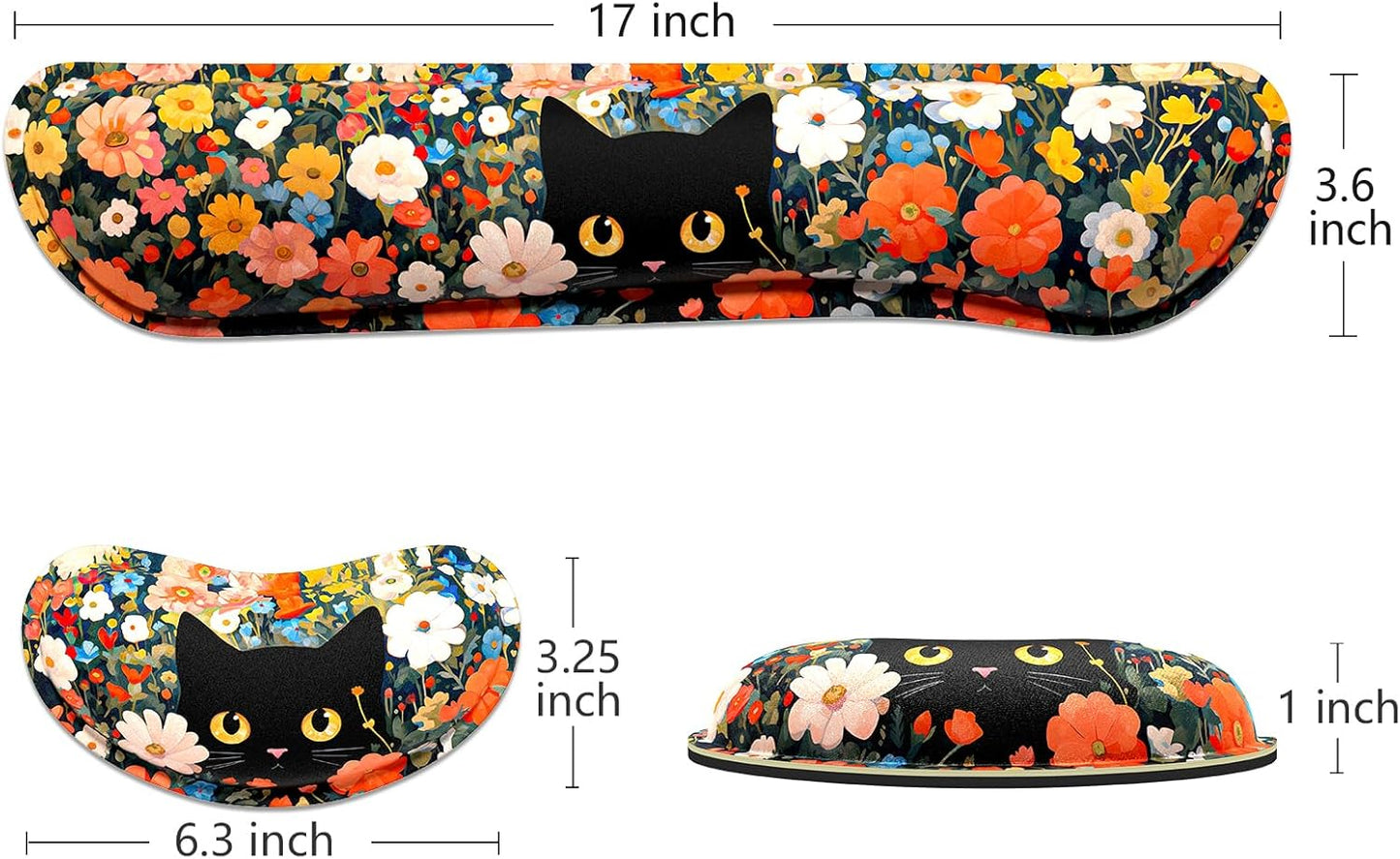 Dapesuom Enlarge Keyboard Wrist Rest, Memory Foam Wrist Cushion for Desk Mat Support, Cute Pain Relief Keyboard Mouse Pad Rests Set with Non-Slip Base for Gaming Laptop Office Computer, Elegant Flower