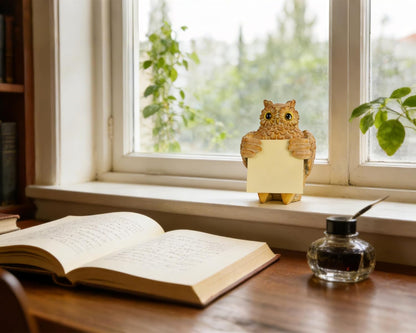 Highland Cow Pop-up Sticky Note Dispenser, Includes 1 Pad of 3x3 in Super Sticky Notes, 100 Sheets, Resin Cute Handmade Desk Holder for Office & Home-Beige